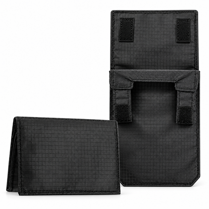 Cartera Fortivo negra abierta y cerrada