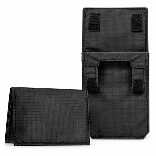 Cartera Fortivo negra abierta y cerrada
